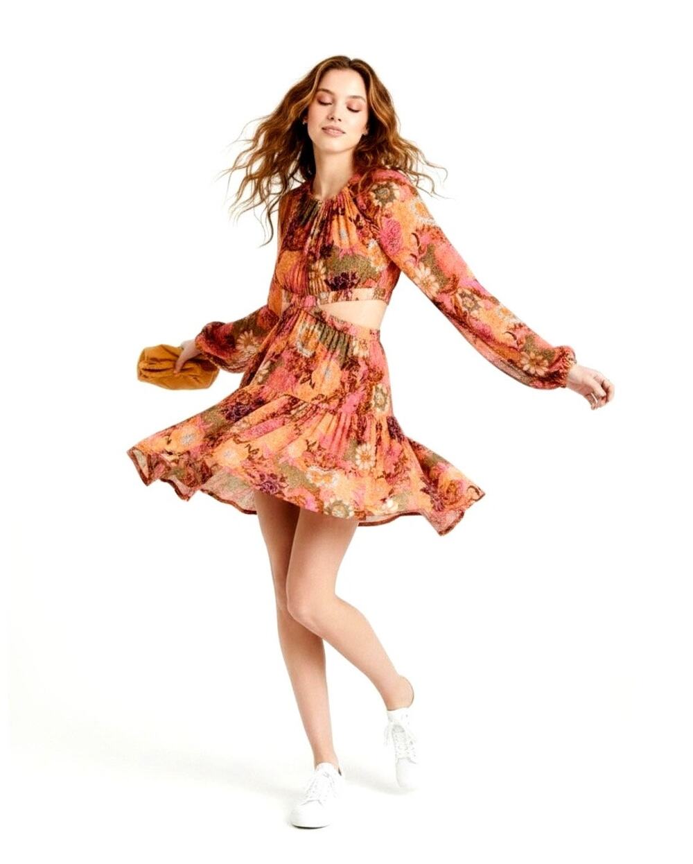 A.L.C. Izzy Side Cutout Floral Silk Mini Dress Pink Orange Women's Size 6 NWT